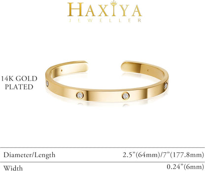 18K Gold Plated Bracelets for Women Dainty Gold Bangle Cuff Bracelets Non Tarnish Love Friendship Jewelry Gifts