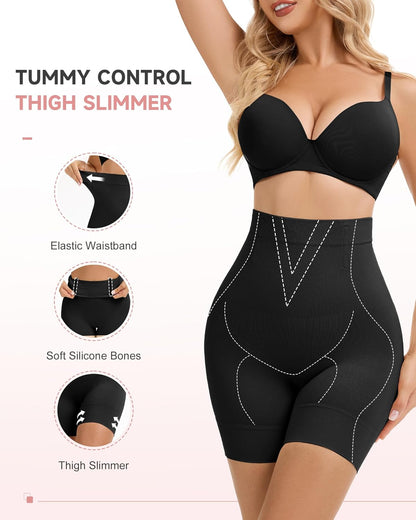 Butt lifting shapewear shorts with high waist design
