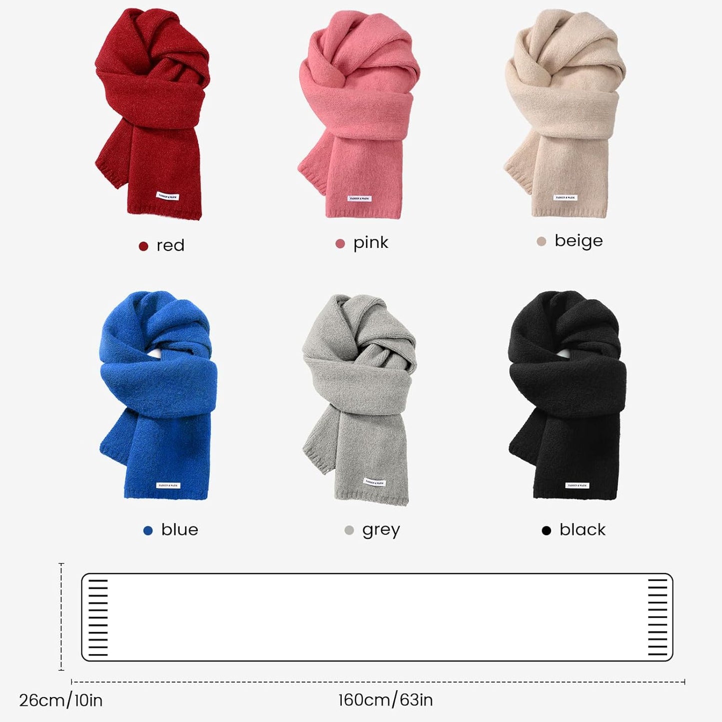 Trifabricy Winter Scarf for Women - Womens Warm Knit Scarf Soft Wrap for Cold Weather Winter Scarfs Fashion Solid Scarves