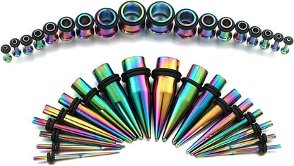 Vcmart 14G-00G 36 Pcs Ear Gauges Stretching Kit Tapers Plugs Eyelets Implant Grade Steel