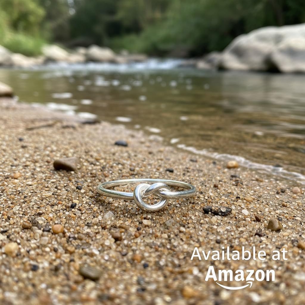 Sterling silver knot ring worn on hand