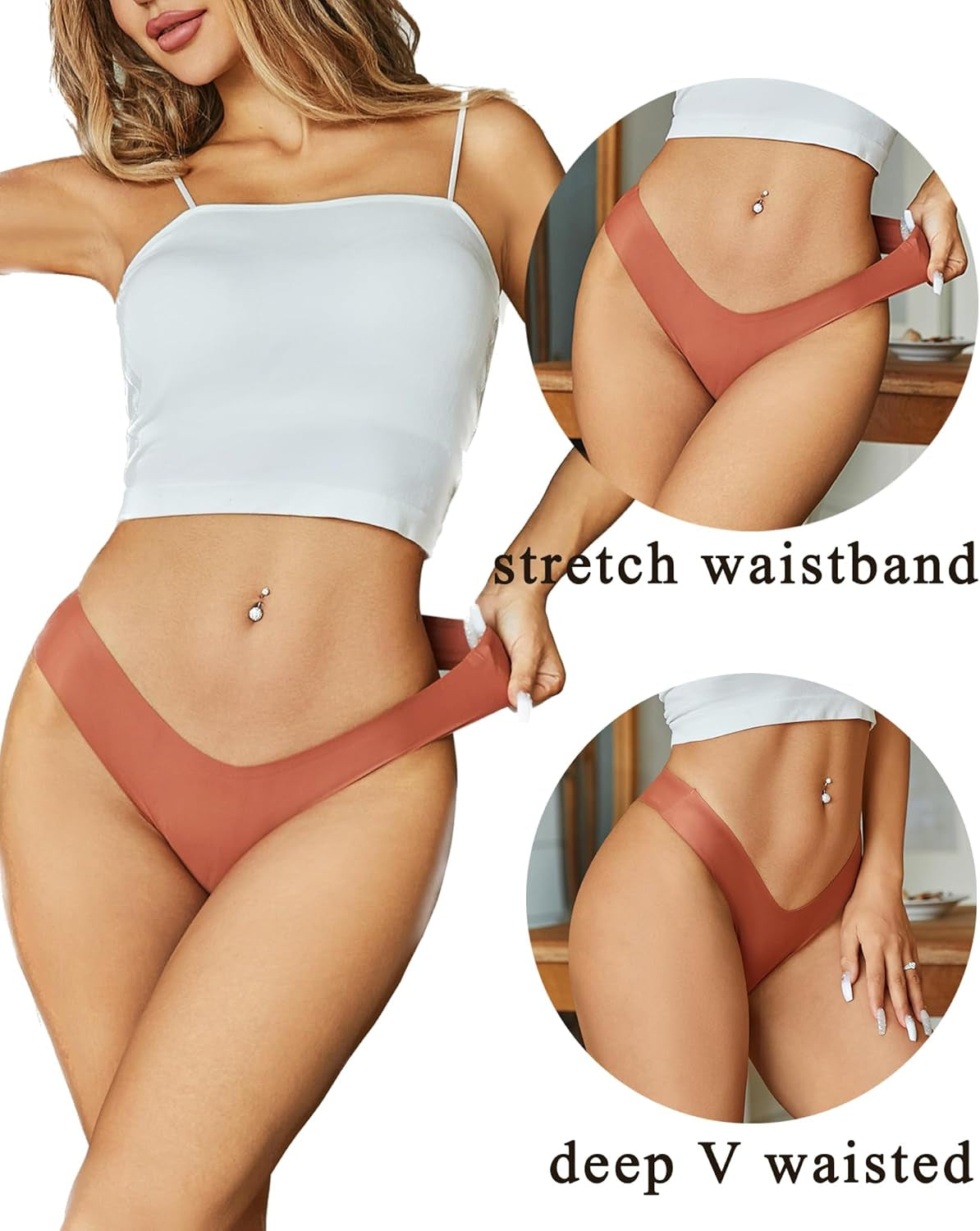 Six pack of FINETOO invisible no-show thong underwear