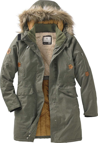 Pocket detail on women's water resistant winter parka jacket