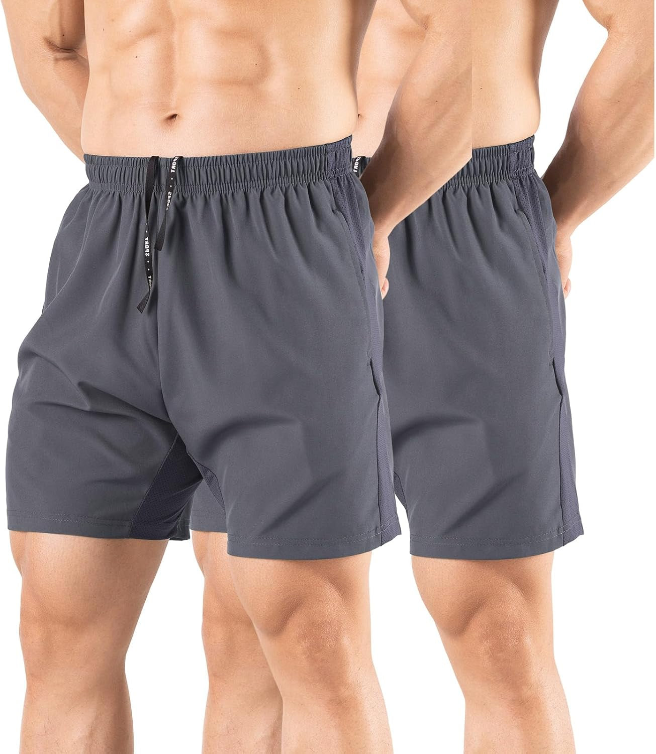Men'S 5" Running Shorts 2 Pack Quick Dry Athletic Workout Gym Shorts with Zipper Pockets