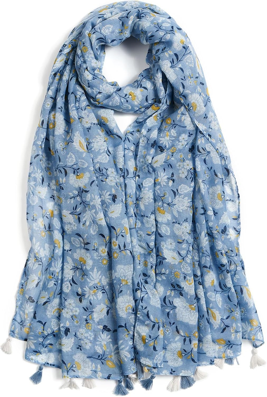 Scarf for Women Lightweight Soft Floral Leopard Printed Scarves Fall Winter Fashion Shawl Wrap with Fringe