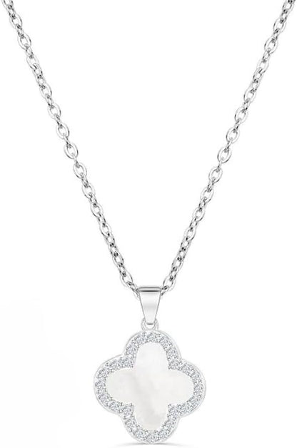 18K Gold Plated Clover Necklace, Crystal Rhinestone Inlay, Trendy Cute Simple Jewelry Gifts for Women