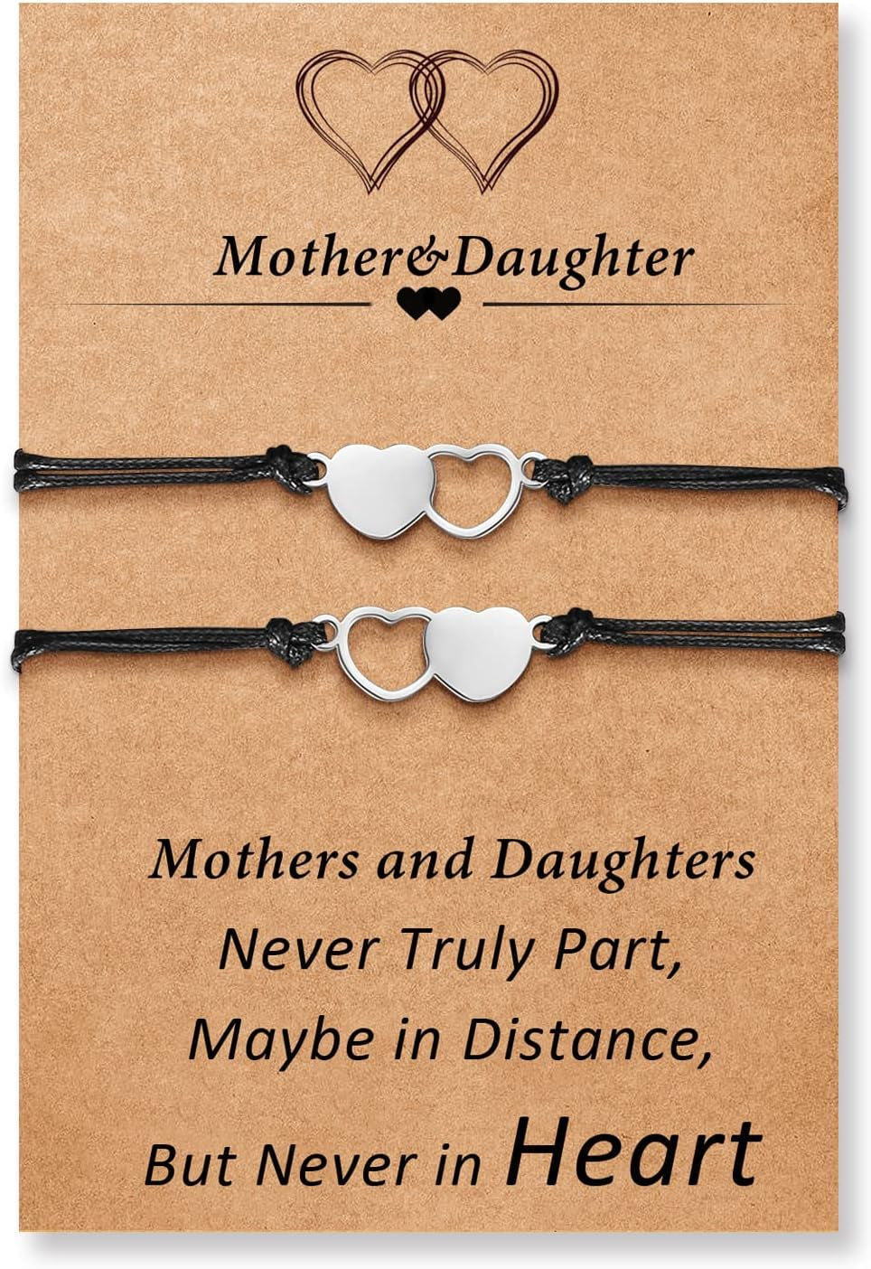 Desimtion Mother Daughter Bracelets Set for 2, 3, 4, 5, 6, Wish Matching Heart Bracelets for Mom and Daughter,Christmas Gifts for Mom Daughters