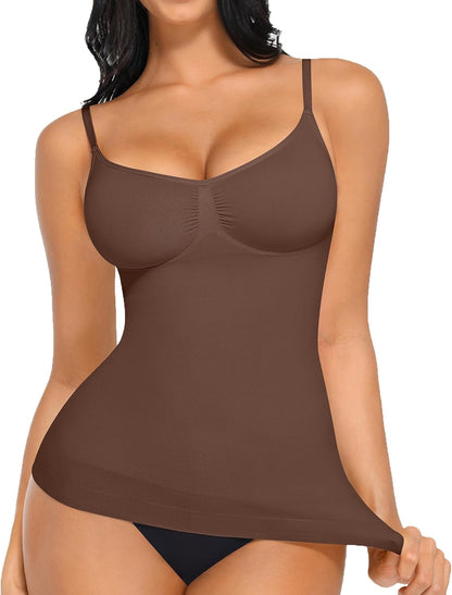 Feelingirl Womens Tank Top Shapewear Tummy Control Tops Slimming Cami Tank Seamless Compression V Neck Camisole