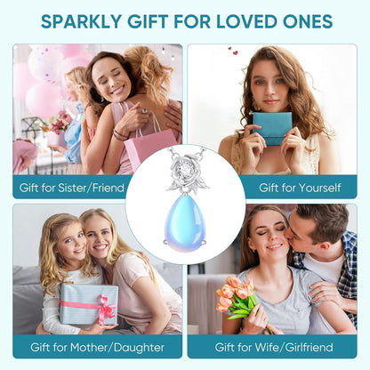 925 Sterling Silver Pendant Necklace for Women -Dainty Sunflower Crystal Necklaces Heart Cubic Zirconia Diamond Pendant Necklace Adjustable Jewelry Birthday Christmas Valentines Gifts for Her Mom Wife