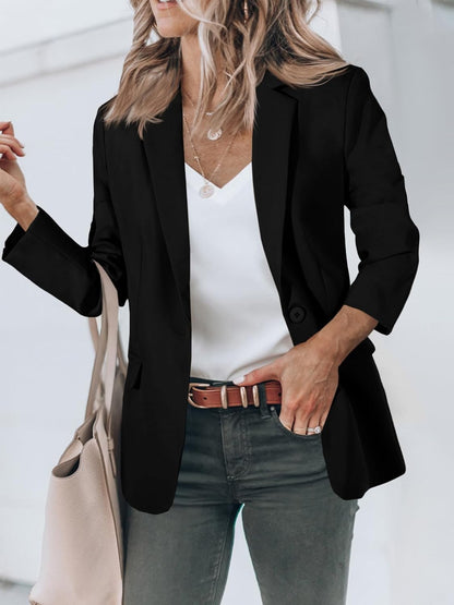 Cicy Bell casual blazer styled with leggings and sneakers