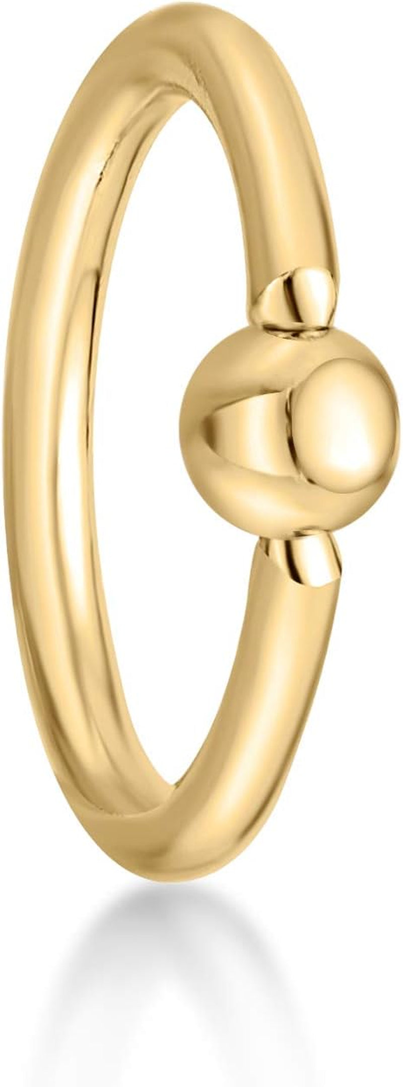 Lavari Jewelers 16 Gauge Captive Bead Hoop Ring for Women and Men - 14K Yellow Gold Nipple Eyebrow Cartilage Tragus Piercing - 1.2 Mm Nose Hoop - Stud Piercing Jewelry - 16G Body Piercing