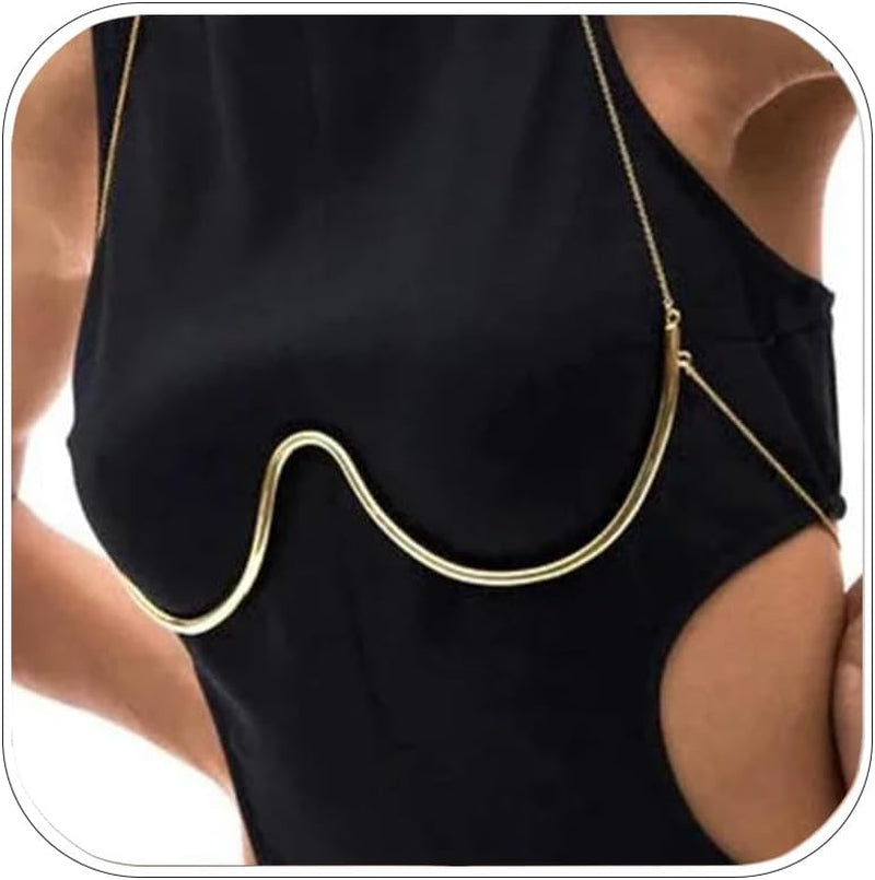 Sexy Rhinestone Bra Chain Chest Bracket Bikini Nightclub Crystal Rave Body Chain for Women Body Jewelry