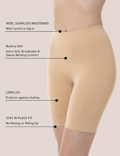 Cooling slip shorts preventing chafing between thighs