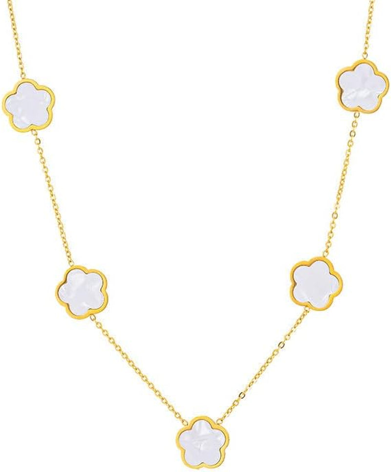 18K Gold Plated Four Leaf Clover Necklace for Women Four Leaf Clover Necklace Flower Lucky Pendant Dainty Jewelry