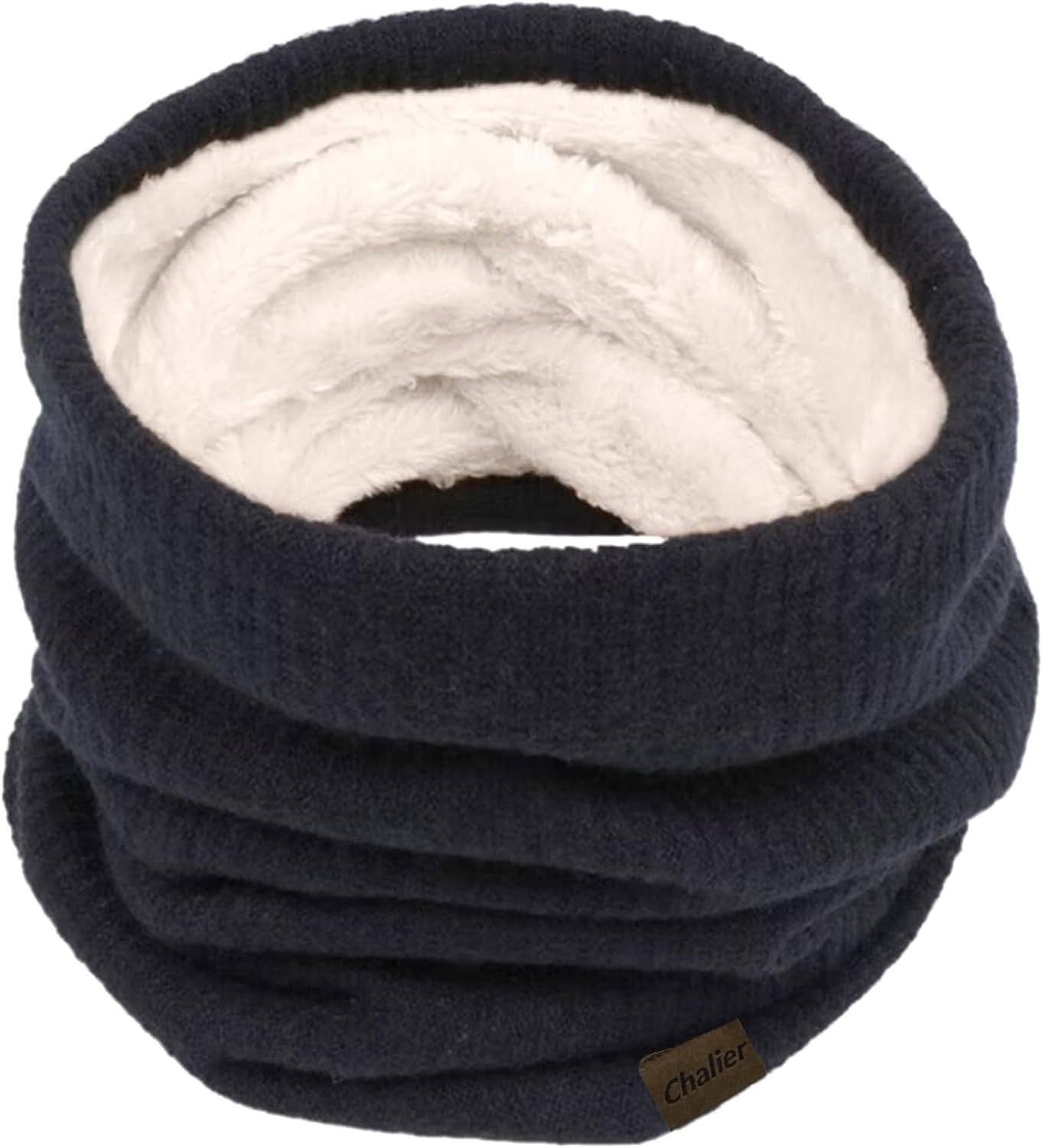 Chalier Infinity Scarf Winter Double-Layer Neck Warmer Knit Fleece Lined Circle Loop Scarves