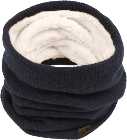 Chalier Infinity Scarf Winter Double-Layer Neck Warmer Knit Fleece Lined Circle Loop Scarves