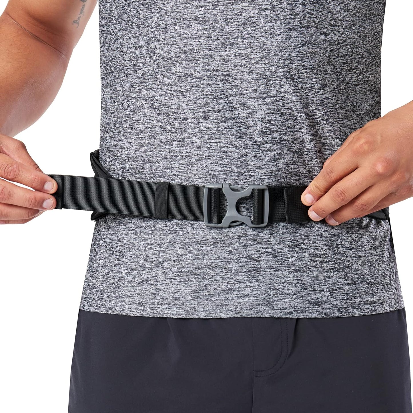Nathan adjustable running fanny pack side view with phone pocket