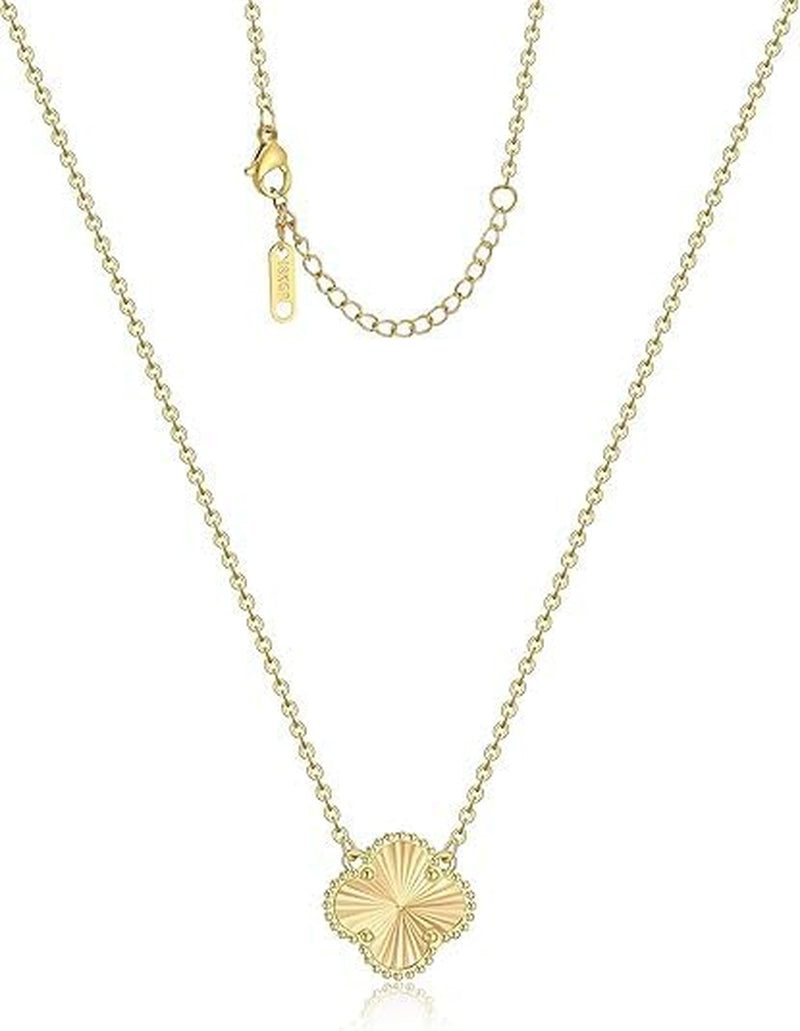 18K Gold Plated Clover Pendant Necklace for Women, Dainty Leaf Pendant Necklace Minimalist Lucky Charm Jewelry Gift (Gold)