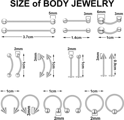 41 Pieces Body Piercing Tool Kit Include Septum Forceps Clamp Pliers 20 Pcs 316L Stainless Steel Piercing Needles and 20 Pcs Nose Ring Hoop Jewelry for Ear Lip Belly Navel Tongue (Classic Style)