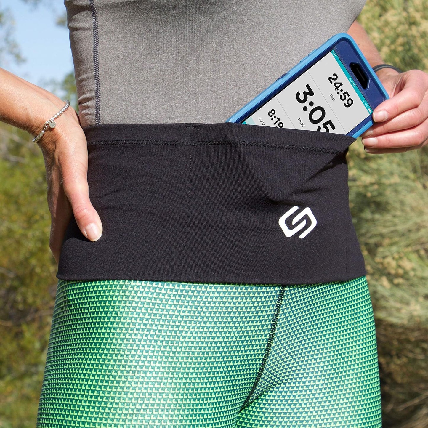 Large security pocket holding smartphone and valuables