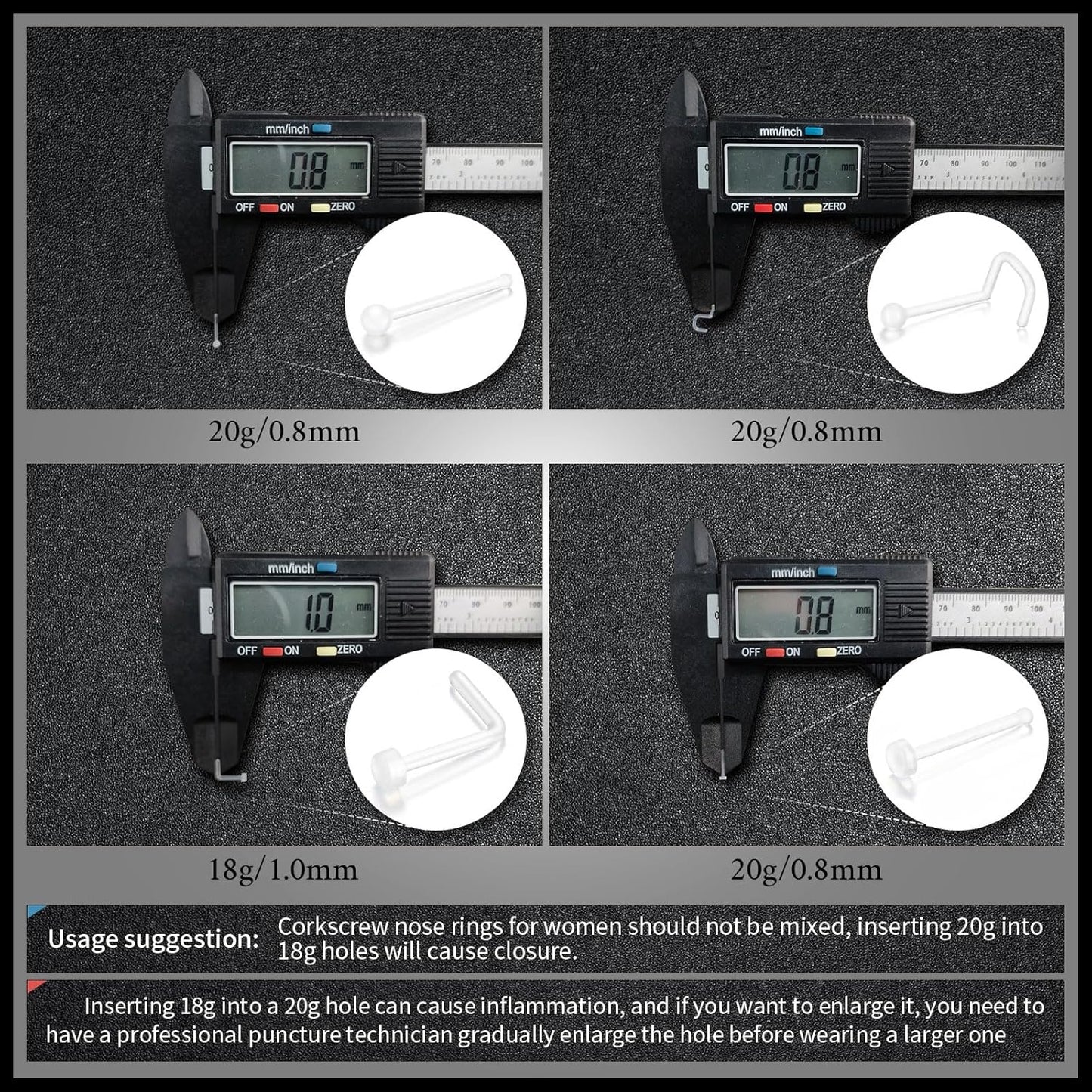 Clear Nose Ring Bioflex for Women and Men,Plastic Cear Nose Studs for Work L Shaped,Body Clear Piercing Retainer 18G Nose Rings Studs Piercing Jewelry