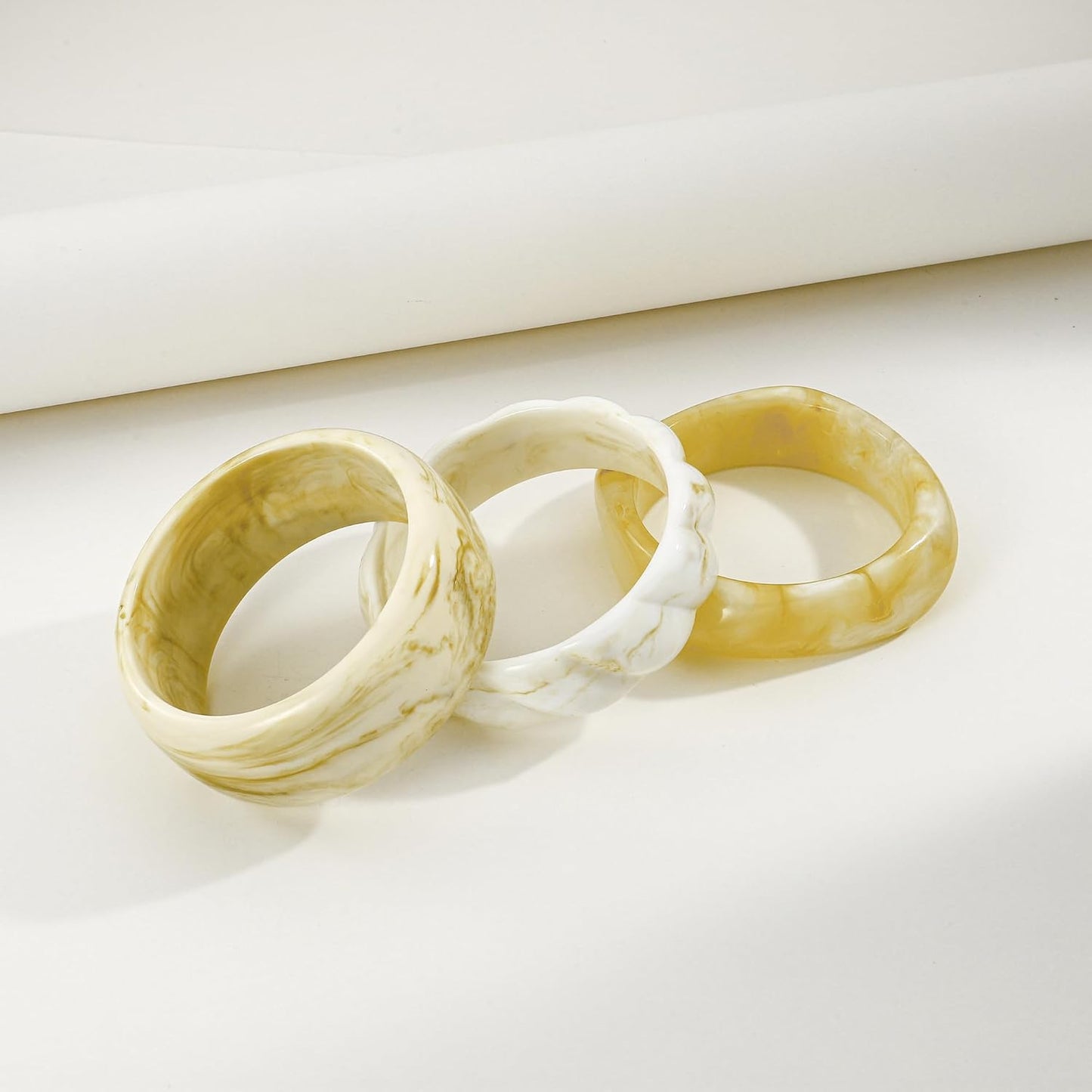 3PCS Colorful Acrylic Resin Bangle Bracelet for Women Boho Geometric Acetate Plate Bracelet Trendy Christmas Jewelry