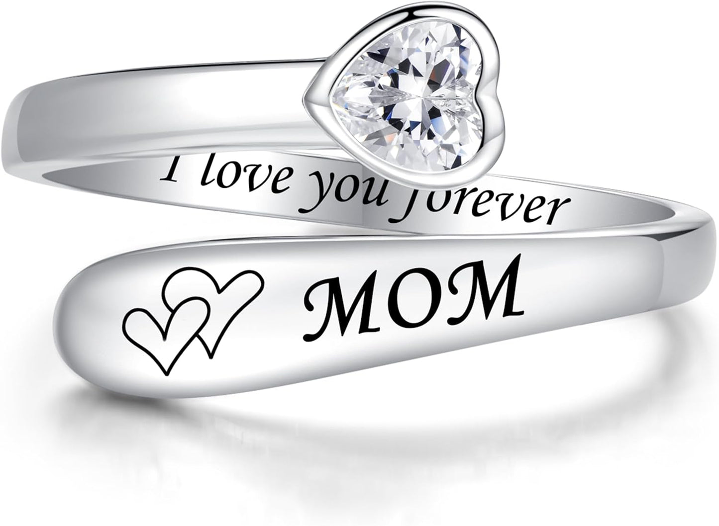 925 Sterling Silver Just Breathe Ring for Women Adjustable Heart Ring Personality Inspirational Jewelry Gifts