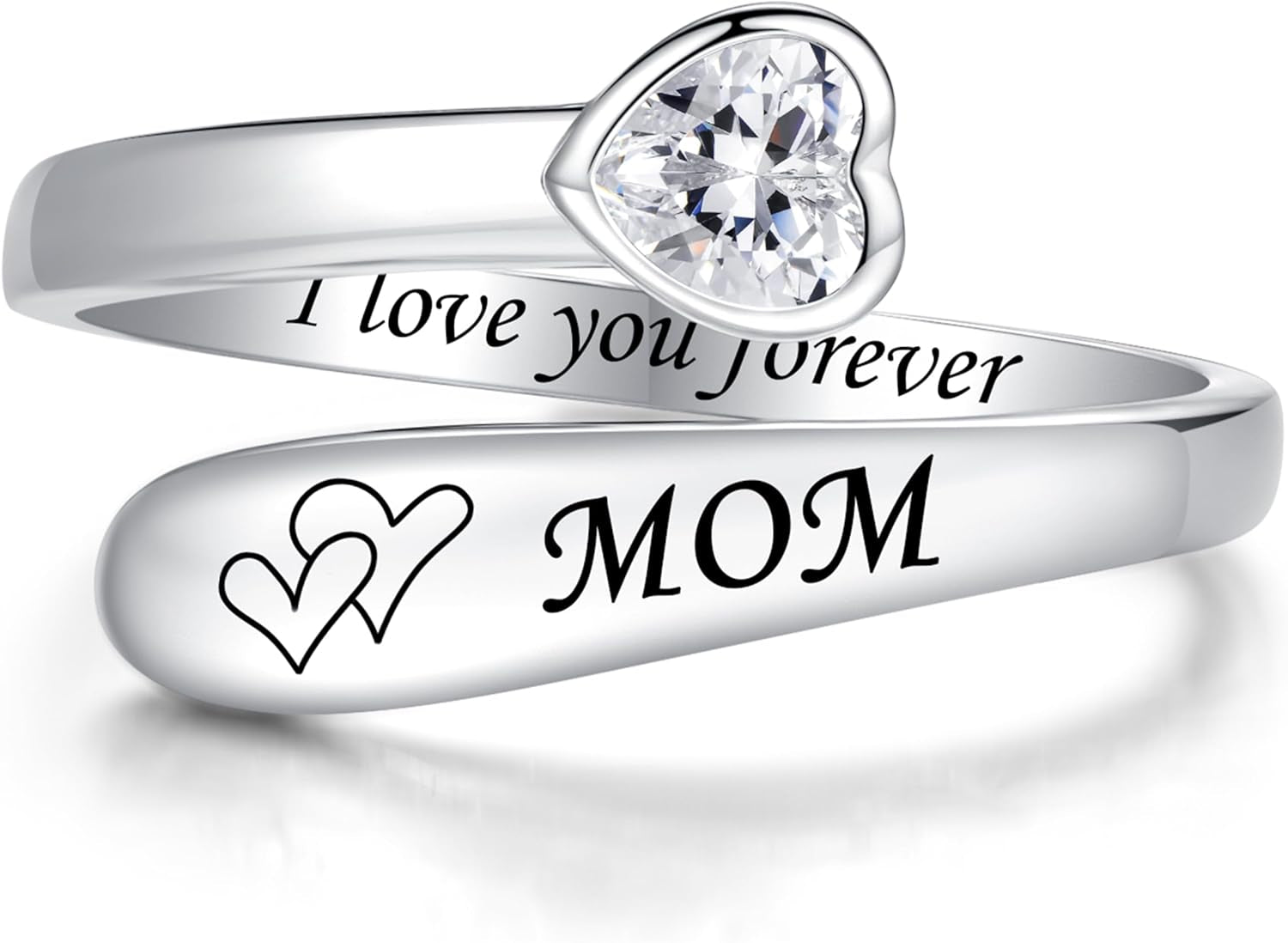 925 Sterling Silver Just Breathe Ring for Women Adjustable Heart Ring Personality Inspirational Jewelry Gifts