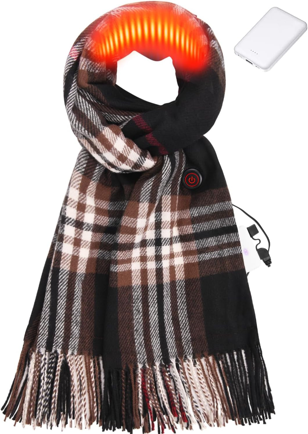 Heated Scarf for Women and Men with Portable Rechargeable Battery, Electric Neck Scarf for Cold Weather Winter