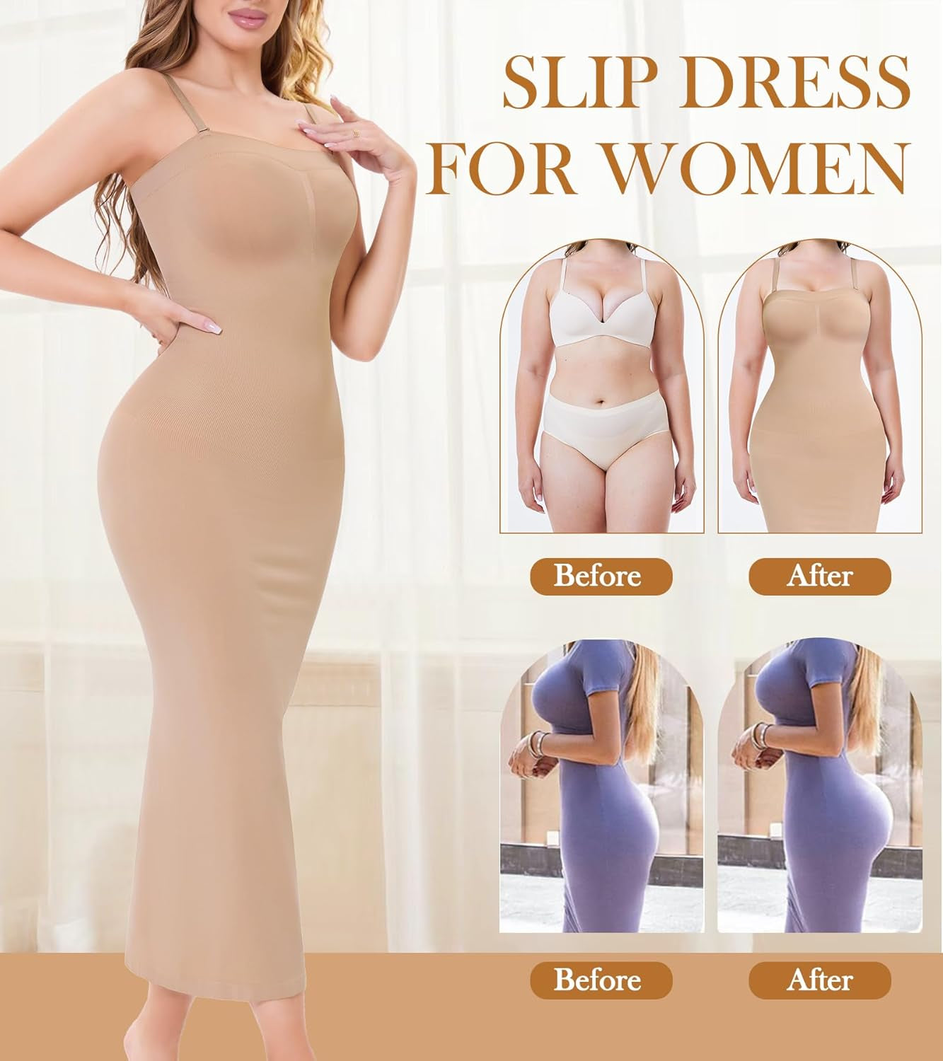Strapless body shaperwear slip side profile view