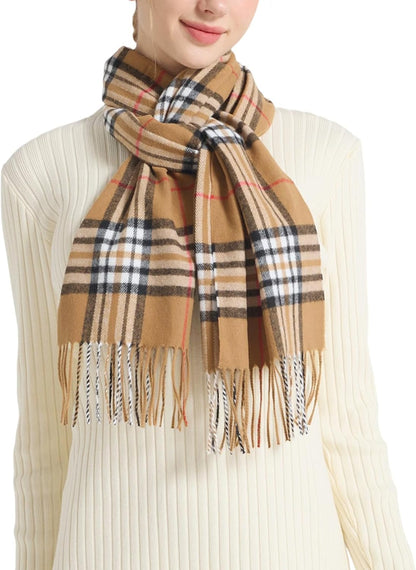 Plaid Scarf for Women Men, Lightweight Classic Tartan Tassel Scarves Fashion Warm Winter Chunky Scarf Cold Weather