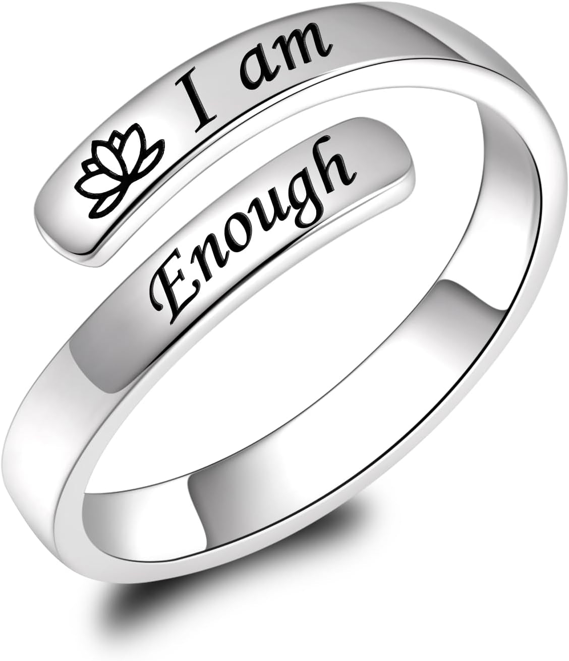 BEILIN 925 Sterling Silver Inspirational Jewelry Rings Adjustable Ring Personality Encouragement Gift for Teens Women
