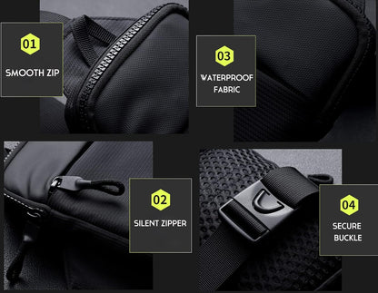 Simptech bag packed with phone and essentials for travel
