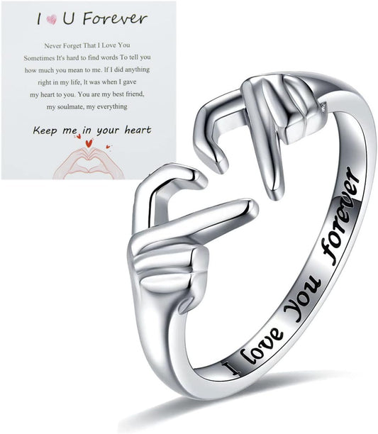 Adjustable Hand Heart Irish Claddagh Ring, Love Heart Claddagh Couple Ring Promise for Women, Heart Jewelry Valentine'S Day Rings Mothers Day Valentines Holiday Friends