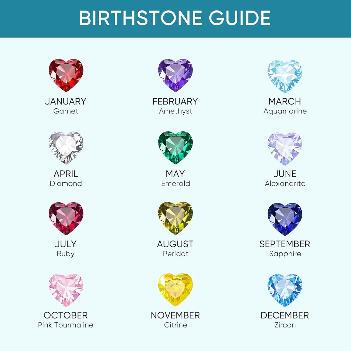 Heart Birthstone Pendant Necklaces for Women - Dainty 925 Sterling Silver Necklace 12 Month Birthstone Jewelry Birthday Anniversary Christmas Jewelry Gifts for Girlfriend Mom Daughter Lady Her