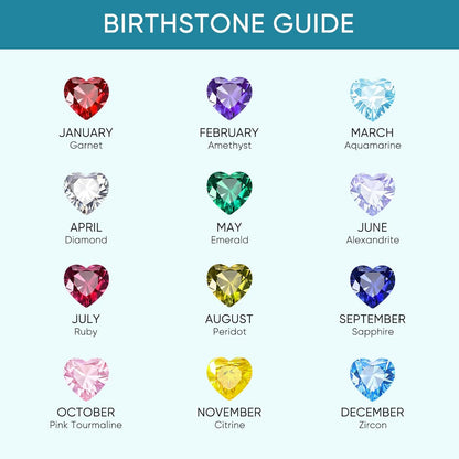 Heart Birthstone Pendant Necklaces for Women - Dainty 925 Sterling Silver Necklace 12 Month Birthstone Jewelry Birthday Anniversary Christmas Jewelry Gifts for Girlfriend Mom Daughter Lady Her