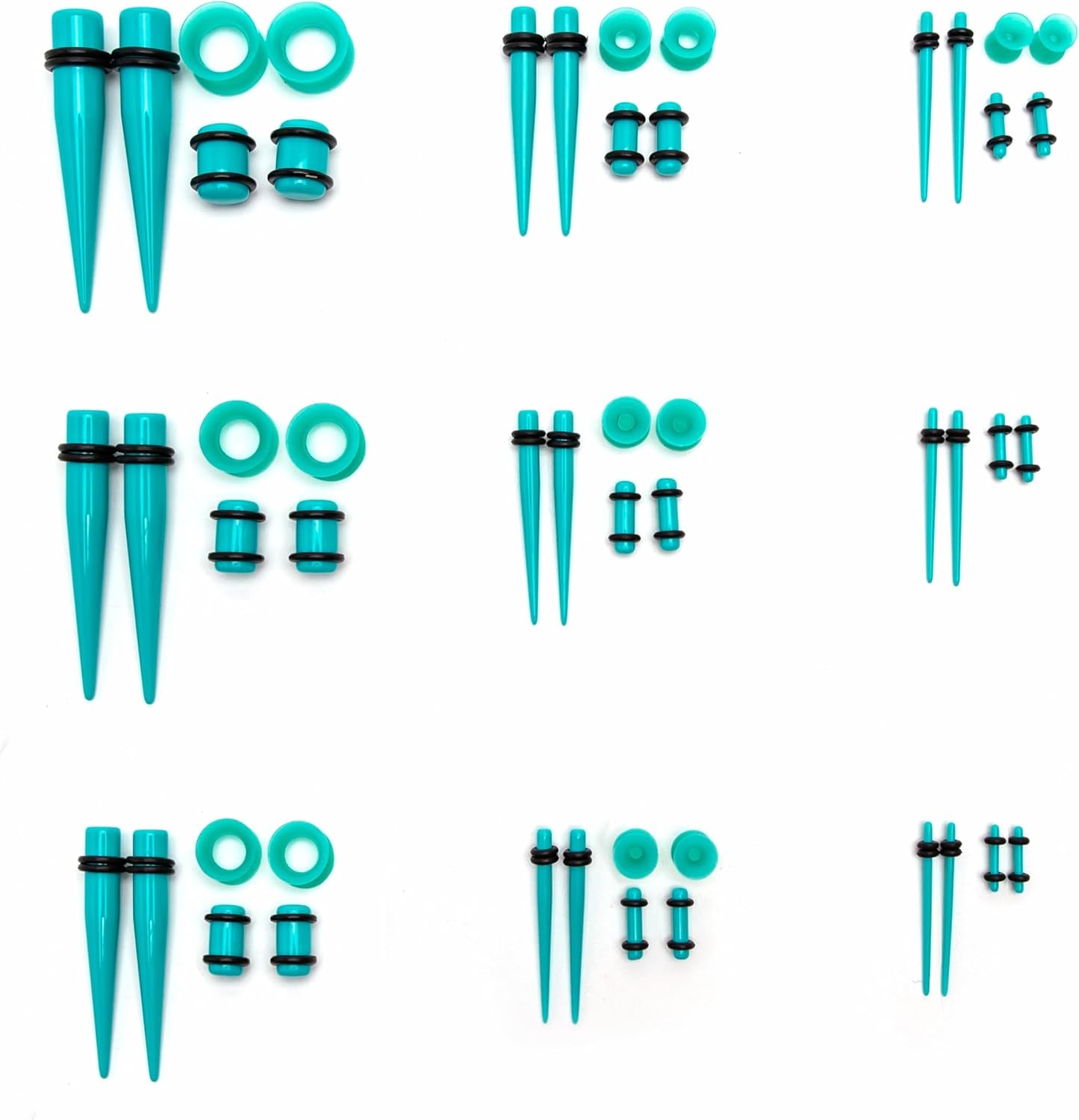 Acrylic, Silicone Ear Stretching Kit: Lightweight Tapers, Heart Tunnels & Plugs for Starter Expanders | Body Piercing Jewelry Earring Gauges Gauging Set for Men, Women (Size: 14G-0000G)