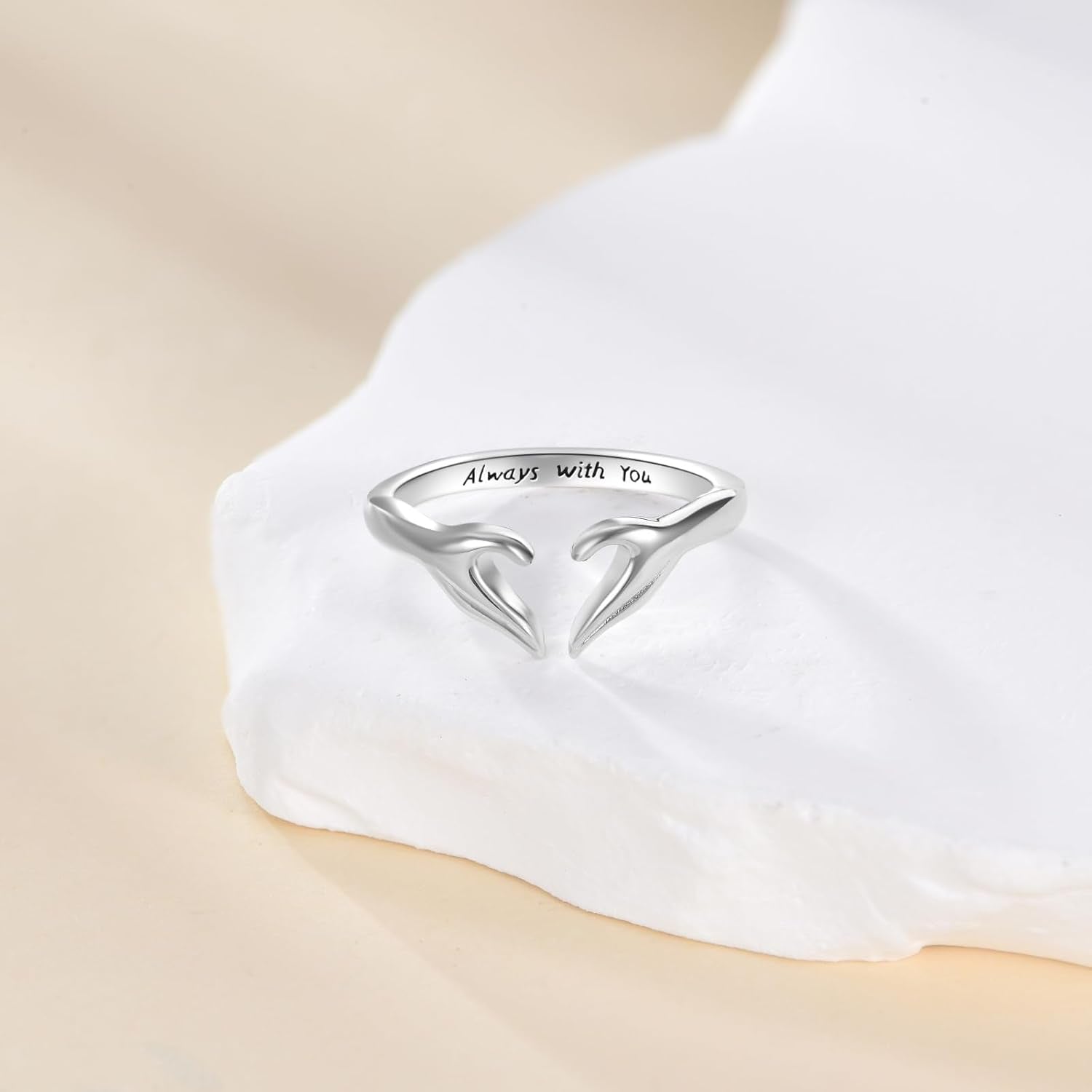 POPLYKE promise ring in solid 925 sterling silver with romantic heart design