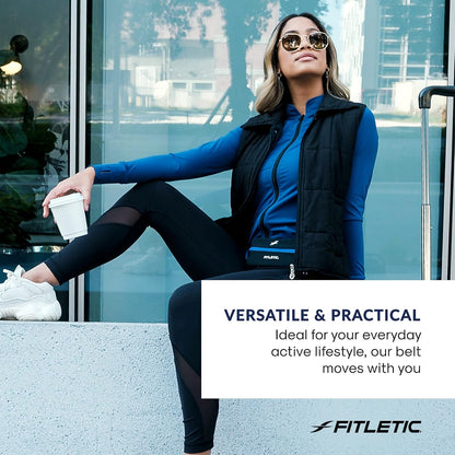 Fitletic fanny pack displaying inner pocket and secure closure design