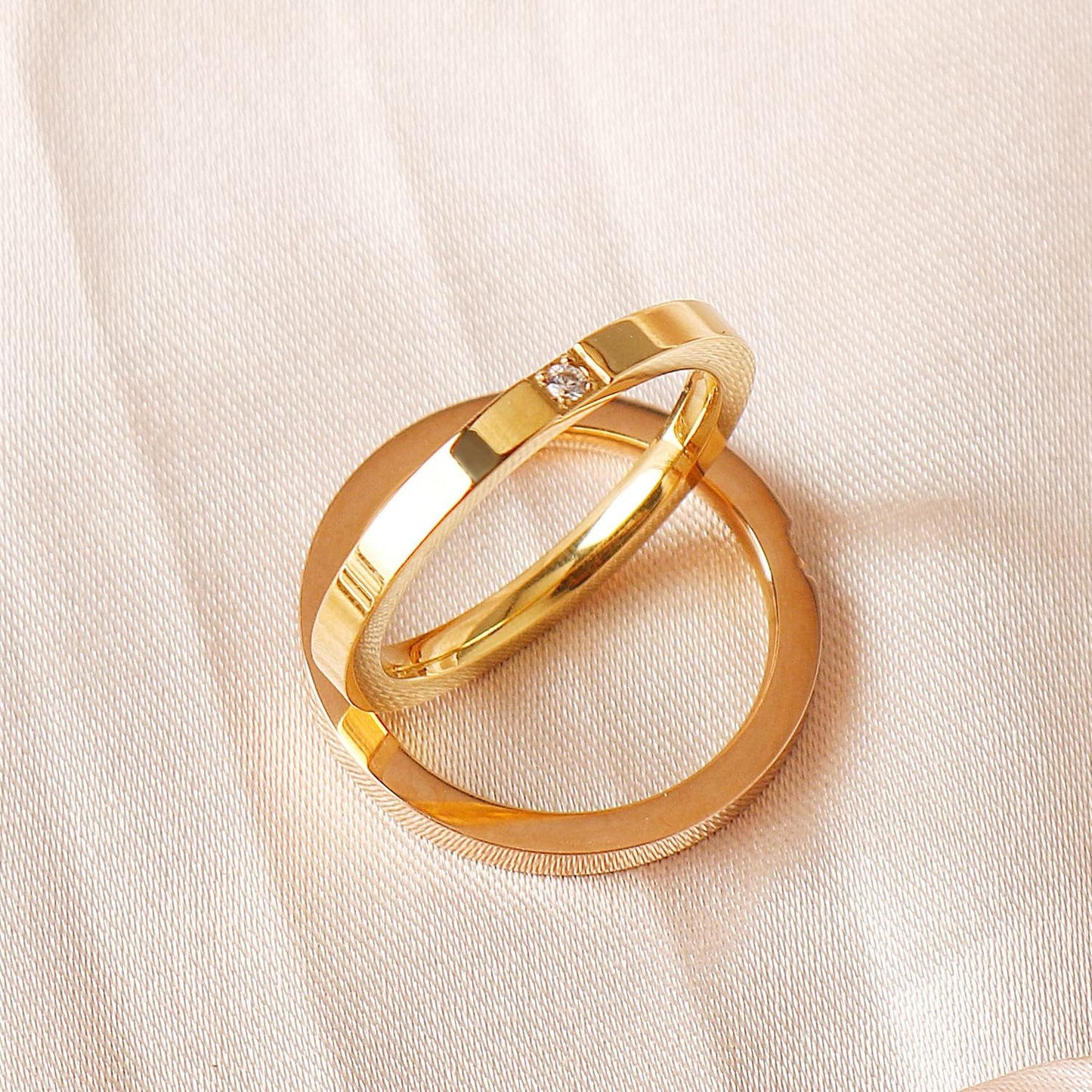 3PCS Love Friendship Ring Gold Ring Sets for Women Stainless Steel Wedding Statement Thumb Ring 18K Gold Silver Rose Plated Cubic Zirconia Rings Jewelry Gifts for Her