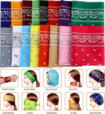 16Pcs Bandanas Multi-Purpose Party Outdoor Favor Scarf Headband Handkerchiefs for Women Men Boy Girls