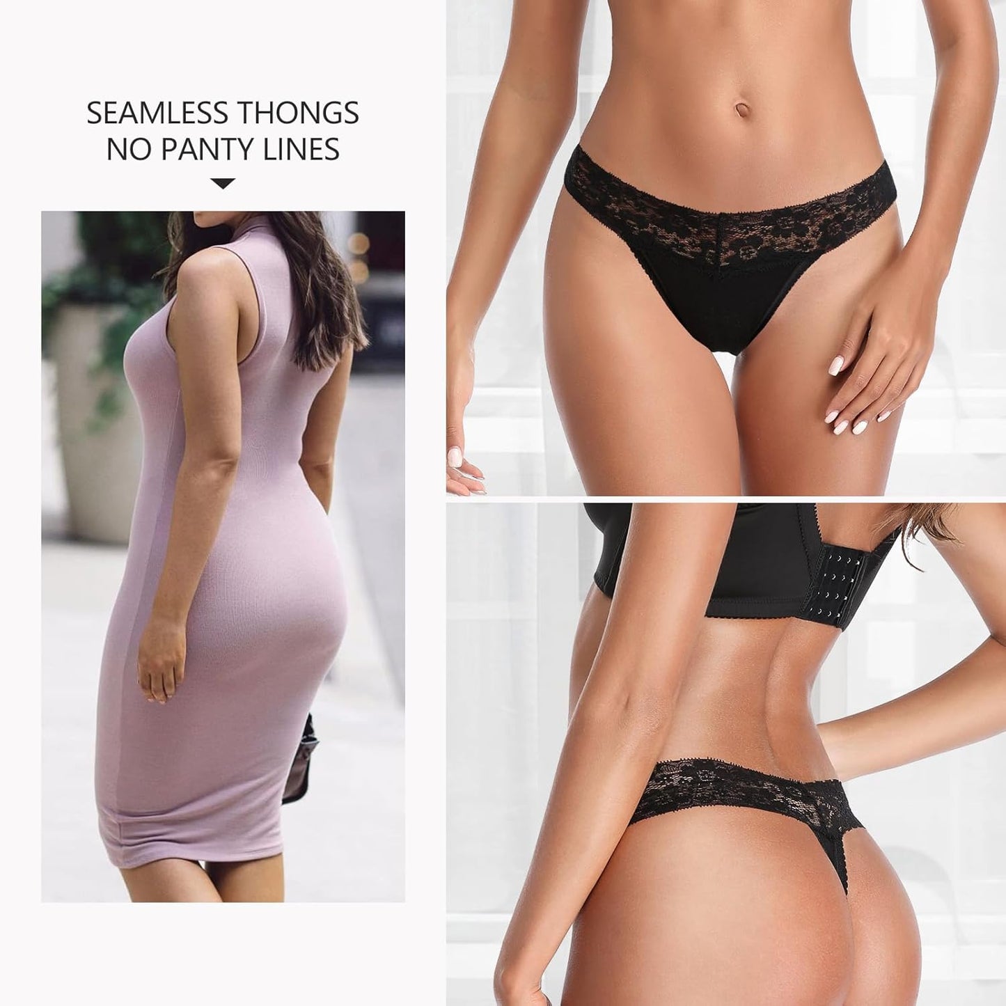 Breathable seamless lace panties on model