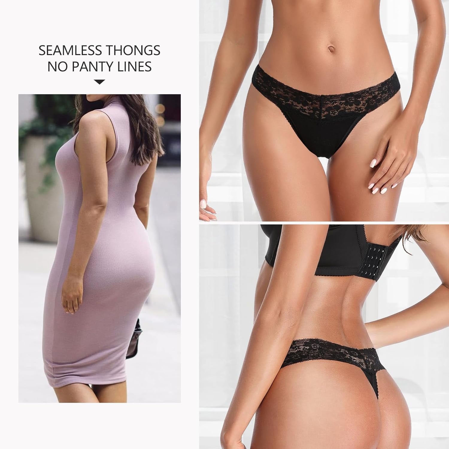 Breathable seamless lace panties on model