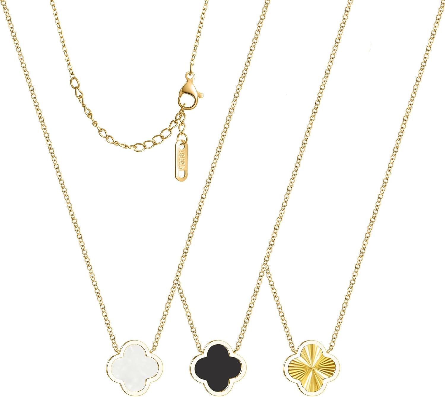 3 PC Set 18K Gold Plated Clover Necklace Dainty Four Leaf Clover Necklaces for Women Mothers Day Gift Birthday Valentine'S Day Charm Necklace