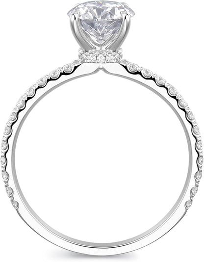 14K Gold Moissanite Engagement Ring 14K 1 Carat round Cut Moissanite Rings round Cut Hidden Halo Moissanite Engagement Ring for Women