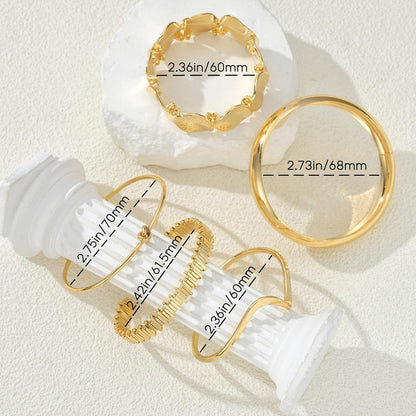 Personalized gold plated chunky bracelet cuff set
