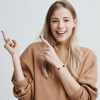 Clover Bracelets for Women 18K Gold Plated 4 Leaf Clover Bracelet Black White Red Green Cute Lucky Bracelets Jewelry Gifts Trendy for Women