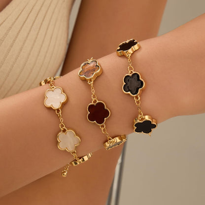 2 PCS Lucky Flower Bracelet Set for Women, Delicate Floral Chain Link, Cute and Classic Jewelry Accessory, Ideal for Daily Wear and All Occasions