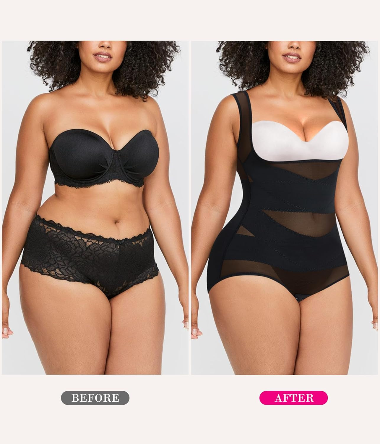 Black plus size bodysuit shapewear front view