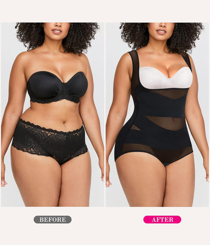 Black plus size bodysuit shapewear front view